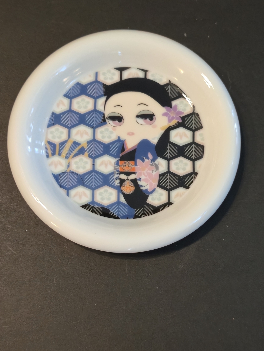 🌸 Kokeshi Girls Made in Japan Trinket Dish • Japanese Kimono Girl 🌸